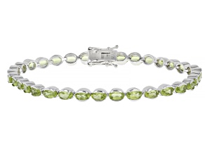 Green Peridot Rhodium Over Sterling Silver Tennis Bracelet 8.00ctw