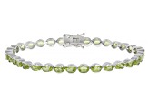 Green Peridot Rhodium Over Sterling Silver Tennis Bracelet 8.00ctw