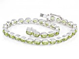 Green Peridot Rhodium Over Sterling Silver Tennis Bracelet 8.00ctw