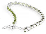 Green Peridot Rhodium Over Sterling Silver Tennis Bracelet 8.00ctw