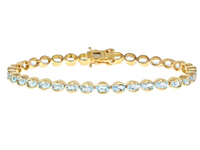 Sky Blue Topaz 14k Yellow Gold Over Sterling Silver Tennis Bracelet 9.50ctw