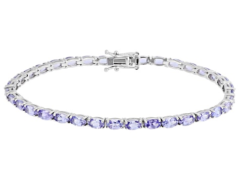 Blue Tanzanite Rhodium Over Sterling Silver Tennis Bracelet 7.00ctw