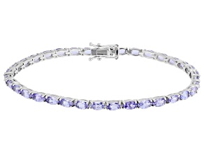 Blue Tanzanite Rhodium Over Sterling Silver Tennis Bracelet 7.00ctw