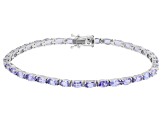 Blue Tanzanite Rhodium Over Sterling Silver Tennis Bracelet 7.00ctw
