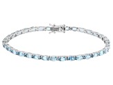 Blue Apatite Rhodium Over Sterling Silver Tennis Bracelet 8.25ctw