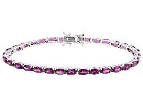 Raspberry Rhodolite Rhodium Over Sterling Silver Tennis Bracelet 8.75ctw
