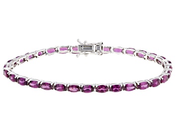 Picture of Raspberry Rhodolite Rhodium Over Sterling Silver Tennis Bracelet 8.75ctw