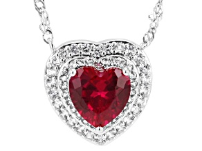 Lab Created Ruby Rhodium Over Brass Necklace 1.97ctw