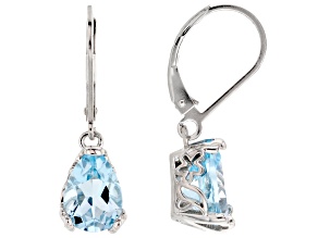 Blue Topaz Rhodium Over Sterling Silver Dangle Earrings 4.34ctw