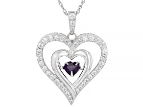 Purple Amethyst Rhodium Over Sterling Silver Dancing Heart Pendant With Chain 1.90ctw