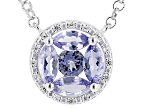 Blue Tanzanite Rhodium Over Sterling Silver Necklace 1.08ctw