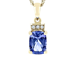 Blue Tanzanite 10k Yellow Gold Pendant With Chain 1.18ctw