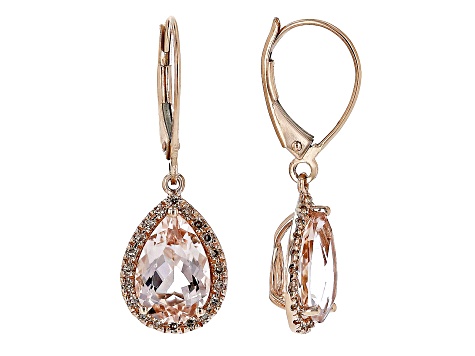 Peach Morganite 10k Rose Gold Dangle Earrings 2.95ctw