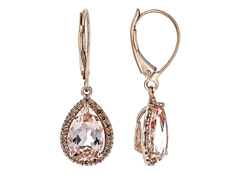 Zales Oval Morganite and 1/8 CT. T.w. Diamond Earrings in 10K Rose Gold |  CoolSprings Galleria