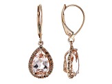 Peach Morganite 10k Rose Gold Dangle Earrings 2.95ctw