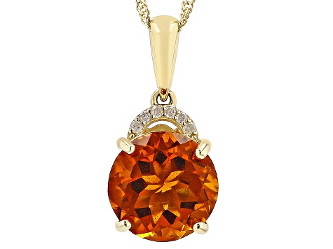 Orange Madeira Citrine 10k Yellow Gold Pendant With Chain 2.78ctw ...