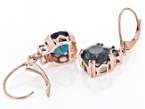 Blue Lab Created Alexandrite 10k Rose Gold Dangle Earrings 4.14ctw