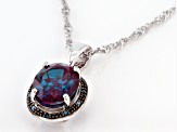 Blue Lab Created Alexandrite Rhodium Over Sterling Silver Pendant With Chain 2.65ctw