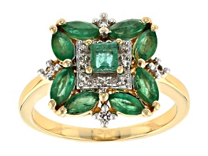 Green Emerald 18k Yellow Gold Over Sterling Silver Ring 1.45ctw