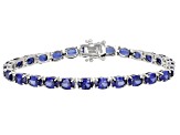 Blue Lab Created Sapphire rhodium over sterling silver tennis bracelet 18.61ctw