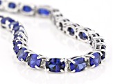 Blue Lab Created Sapphire rhodium over sterling silver tennis bracelet 18.61ctw