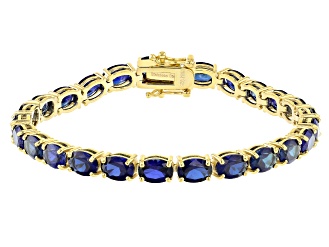 Blue Lab Created Sapphire 18k Yellow Gold Over Silver Bracelet 18.91ctw