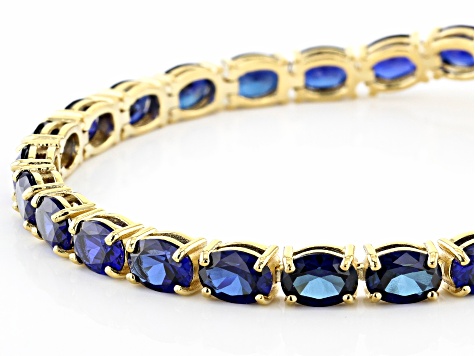 Blue Lab Created Sapphire 18k Yellow Gold Over Silver Bracelet 18.91ctw