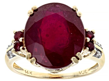 Picture of Red Mahaleo® Ruby 14k Yellow Gold Ring 9.80ctw