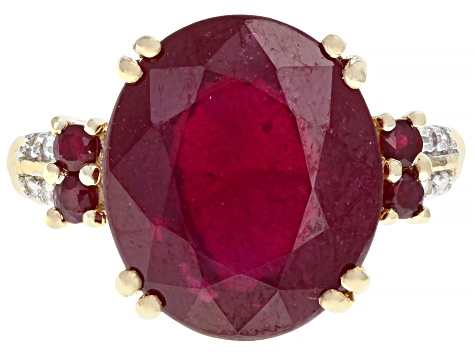 Red Mahaleo® Ruby 14k Yellow Gold Ring 9.80ctw