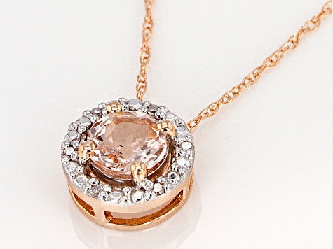 Peach Morganite 10k Rose Gold Pendant with Chain .39ctw