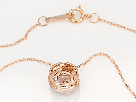 Peach Morganite 10k Rose Gold Pendant with Chain .39ctw