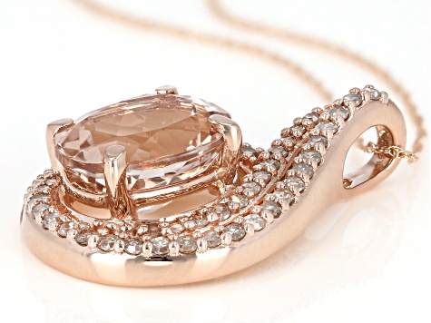 Peach Morganite 10k Rose Gold Pendant with Chain 2.82ctw