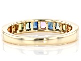 Multi-Color Sapphire 10k Yellow Gold Band Ring 1.22ctw
