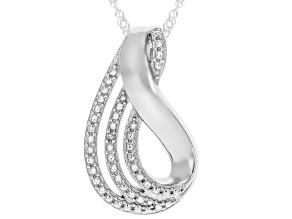 Round White Diamond Accent Rhodium Over Sterling Silver Drop Pendant