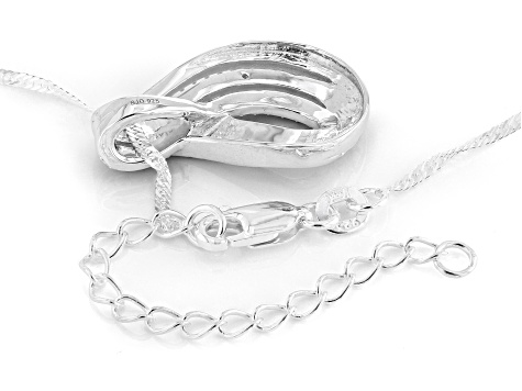 Round White Diamond Accent Rhodium Over Sterling Silver Drop Pendant