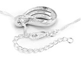 Round White Diamond Accent Rhodium Over Sterling Silver Drop Pendant