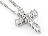 White Diamond Accent Rhodium Over Sterling Silver Cross Pendant With 18" Singapore Chain