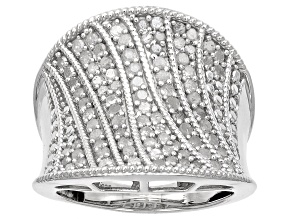 White Diamond Rhodium Over Sterling Silver Wide Band Ring 1.00ctw