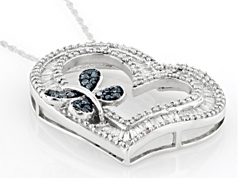 White And Blue Diamond Rhodium Over Sterling Silver