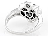 Blue And White Diamond Rhodium Over Sterling Silver Heart Cluster Ring 0.35ctw