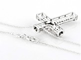 Blue And White Diamond Rhodium Over Sterling Silver Cross Slide Pendant With Chain 0.20ctw
