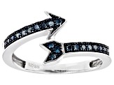 Blue Diamond Rhodium Over Sterling Silver Bypass Arrow Ring