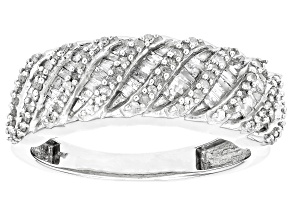 White Diamond Rhodium Over Sterling Silver Band Ring 0.60ctw