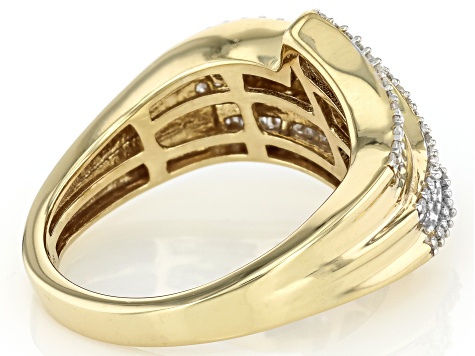 White Diamond 14k Yellow Gold Over Sterling Silver Bypass Ring 0.55ctw