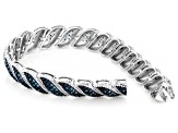 Blue Diamond Rhodium Over Sterling Silver Tennis Bracelet 1.70ctw