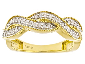 White Diamond 14K Yellow Gold Over Sterling Silver Crossover Band Ring 0.25ctw