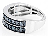 Blue Diamond Rhodium Over Sterling Silver Band Ring 0.75ctw