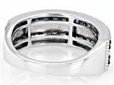Blue Diamond Rhodium Over Sterling Silver Band Ring 0.75ctw