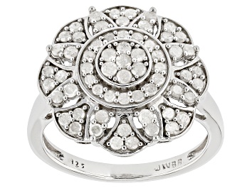 White Cubic Zirconia Rhodium Over Sterling Silver Heart Ring 2.36ctw