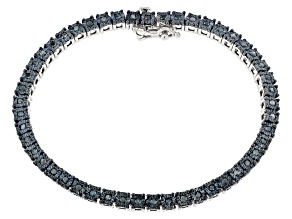 Blue Diamond Rhodium Over Sterling Silver Tennis Bracelet 1.00ctw